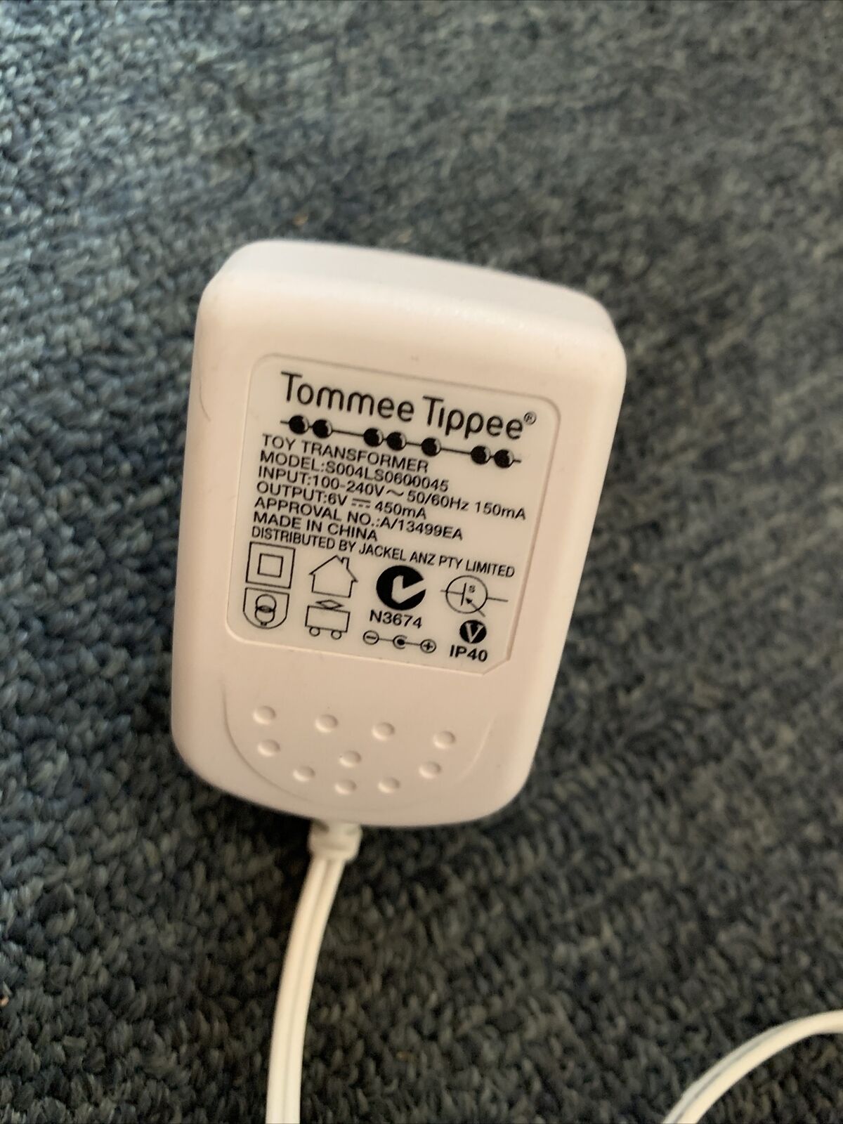 Tommee Tippee Toy Transformer S004LS0600045 AC Adapter 6V 450mA Colour: White Compatible Brand: